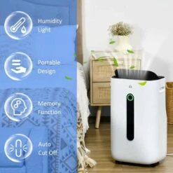 HOMCOM 20L Portable Dehumidifier With Air Purifier Filter - White - 821-025V70WT -Dimplexs Zone reh7a718a658036ce.jpg
