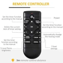 HOMCOM Electric Fire & Fireplace Suite With Remote - White - 820-194V70 -Dimplexs Zone rex88c17ea4b8a066.jpg