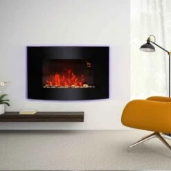 HOMCOM Electric Wall Mounted Fire - Curved Glass - 7 Colour LED - Black - 02-0357 -Dimplexs Zone rnb6ff17ea4b8a113.jpg
