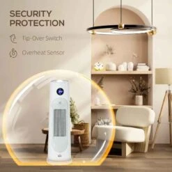 HOMCOM Oscillating Portable Electric Tower Heater - White - 820-357V70WT -Dimplexs Zone rtt92918a45be515f.jpg