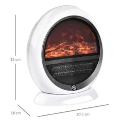 HOMCOM Rotating Electric Fireplace Heater - White - 820-221V70WT -Dimplexs Zone rvd7bd17dc49d94b6.jpg