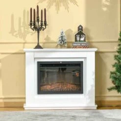 HOMCOM Electric Fire & Fireplace Suite With Remote - White - 820-195V70 -Dimplexs Zone s9v6ff17ea4b8a010.jpg