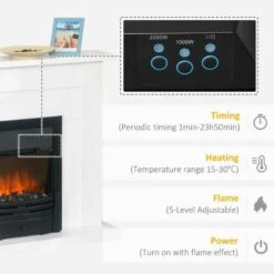 HOMCOM Electric Fire & Fireplace Suite - White - 820-176V70 -Dimplexs Zone sam88c17ea4b89fe4.jpg