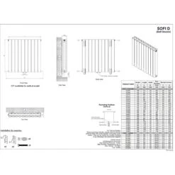 Ultraheat Sofi Horizontal Radiator 600x1065mm - White - SD618W -Dimplexs Zone sd618w dimensions large