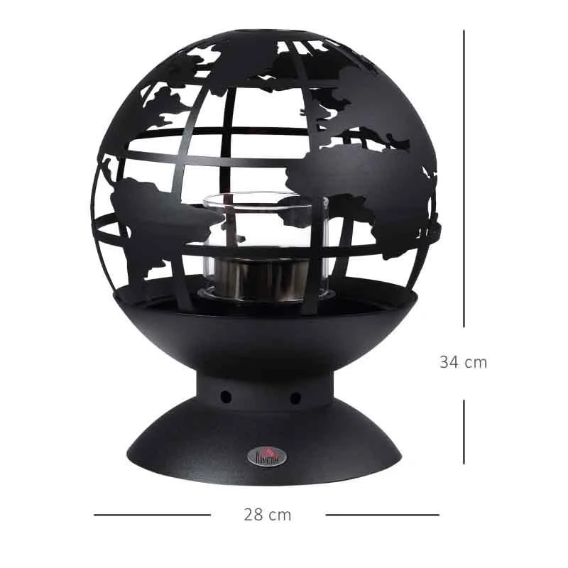 HOMCOM Tabletop Bioethanol Fire - Globe Design - Black - 820-307V00BK 10 HOMCOM Tabletop Bioethanol Fire - Globe Design - Black - 820-307V00BK - Image 8