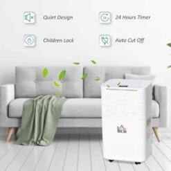 HOMCOM 10L Portable Quiet Dehumidifier - White - 821-017V70 -Dimplexs Zone si568b17e70daf98a.jpg