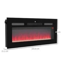 HOMCOM Electric Wall Mounted Fire - 1020mm - Black - 820-345V73BK -Dimplexs Zone sja29618a1840d7a6.jpg
