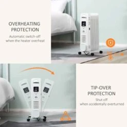 HOMCOM Digital Oil Filled Electric Radiator - 7 Fin - White - 820-265V70WT -Dimplexs Zone skb91b17dc3c1dd8c.jpg