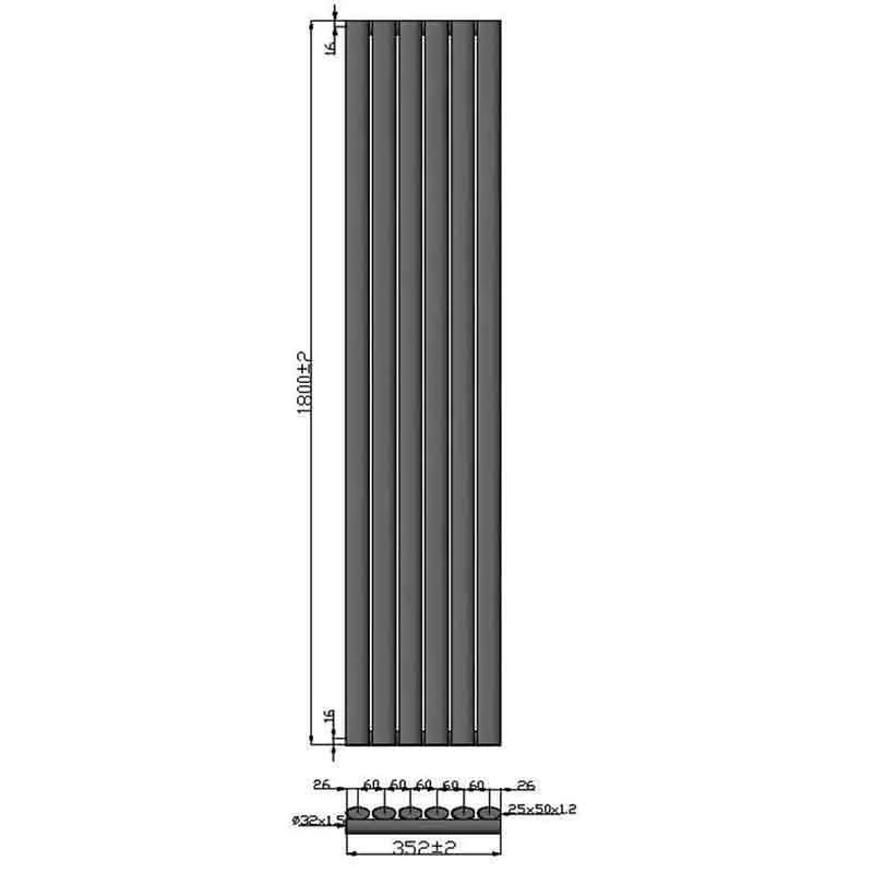 Towelrads Dorney Hot Water Vertical Radiator 1800x352mm - Anthracite - 120872 5 Towelrads Dorney Hot Water Vertical Radiator 1800x352mm - Anthracite - 120872 - Image 3