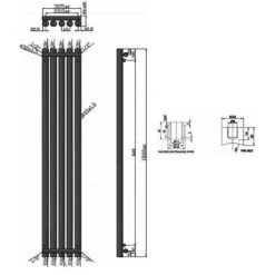 Towelrads Mayfair Vertical Radiator 1800x305mm - Anthracite - 120876 -Dimplexs Zone t o towelrads 120876 dimensions