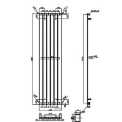Towelrads Merlo Vertical Radiator 1800x435mm - Chrome - 120893 -Dimplexs Zone t o towelrads 120893 dimensions