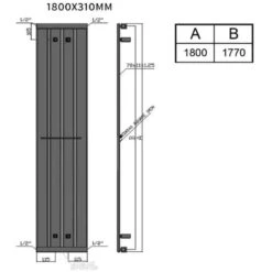 Towelrads Merlo Vertical Radiator 1800x310mm - Anthracite - 120897 -Dimplexs Zone t o towelrads 120897 dimensions