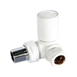 Towelrads Corner Round Manual Valve & Lockshield - White - 121021