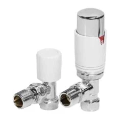 Towelrads Angled TRV & Lockshield Radiator Valve - White - 125007
