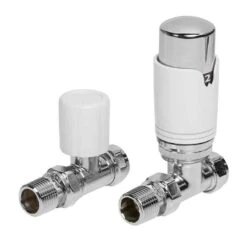 Towelrads Straight TRV & Lockshield Radiator Valve - White - 125008