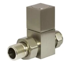 Towelrads Straight Square Manual Valve & Lockshield - Brushed Nickel - 129006