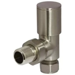 Towelrads Angled Round Manual Radiator Valve & Lockshield - Brushed Nickel - 129013
