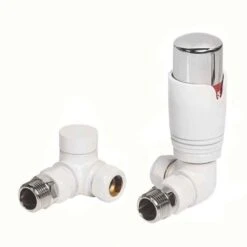 Towelrads Corner TRV & Lockshield Radiator Valve - White - 129023