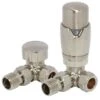 Towelrads Corner Round TRV Valve & Lockshield - Brushed Nickel - 129024 -Dimplexs Zone t o towelrads 129024