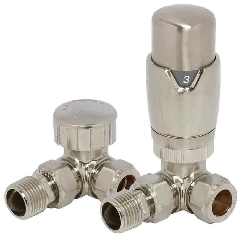 Towelrads Corner Round TRV Valve & Lockshield - Brushed Nickel - 129024 3 Towelrads Corner Round TRV Valve & Lockshield - Brushed Nickel - 129024