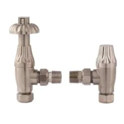 Towelrads Westminster Angled TRV Traditional Radiator Valve - Brushed Nickel - 129028