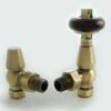 Towelrads Angled TRV & Lockshield - Antique Brass With Brown Handle - 129070