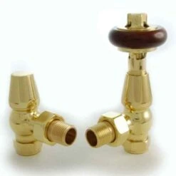 Towelrads Angled Manual Radiator Valve & Lockshield - Brass - 129077