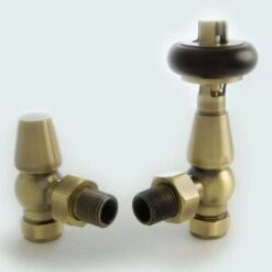 Towelrads Angled Manual Radiator Valve & Lockshield - Antique Brass - 129080