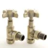 Towelrads Angled Manual Radiator Valve & Lockshield - Antique Brass - 129088 -Dimplexs Zone t o towelrads 129088