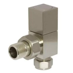 Towelrads Angled Square Manual Radiator Valve & Lockshield - Brushed Nickel - 129111