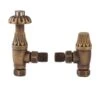 Towelrads Angled Manual Valve & Lockshield - Antique Brass - 129116 -Dimplexs Zone t o towelrads 129116