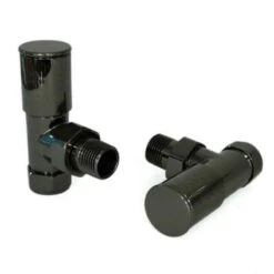 Towelrads Angled Manual Radiator Valve & Lockshield - Black Nickel - 129144
