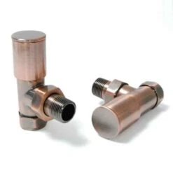 Towelrads Angled Manual Radiator Valve & Lockshield - Antique Copper - 129146