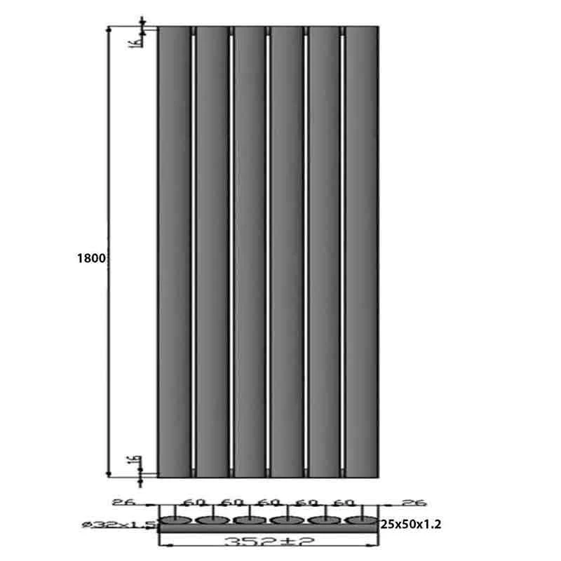 Towelrads Dorney Hot Water Vertical Radiator 1800x352mm - Chrome - 300061 5 Towelrads Dorney Hot Water Vertical Radiator 1800x352mm - Chrome - 300061 - Image 3