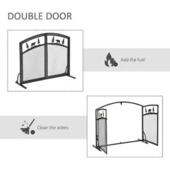 HOMCOM Winter Design Fire Guard With Double Doors - Black - 820-238 -Dimplexs Zone te420d17dc3e67af5.jpg