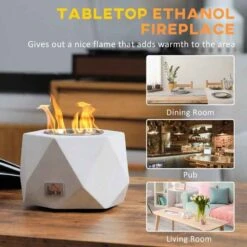HOMCOM Tabletop Bioethanol Fire - Angular - Grey - 820-331V00GY -Dimplexs Zone thca09182d7da457c.jpg