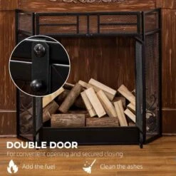 HOMCOM 3-Panel Folding Fireplace Screen With Door - Black - 820-237 18 HOMCOM 3-Panel Folding Fireplace Screen With Door - Black - 820-237 -Dimplexs Zone tkab1018515604a90.jpg