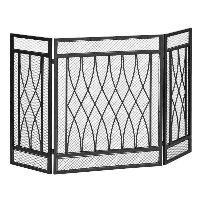 HOMCOM 3-Panel Folding Fireplace Screen Guard - Black - 820-240 9 HOMCOM 3-Panel Folding Fireplace Screen Guard - Black - 820-240 - Image 7