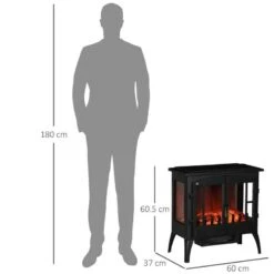 HOMCOM 3-Sided Electric Fireplace Heater - Black - 820-292V70BK -Dimplexs Zone tyfa12182e226ff99.jpg