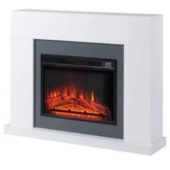 HOMCOM Electric Fire & Fireplace Suite With Remote - White - 820-227V70 -Dimplexs Zone uk7daa17ea4b8a03f.jpg