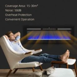 HOMCOM Electric Wall Mounted Fire - 1270mm - Black - 820-345V74BK -Dimplexs Zone upob7718a1840d7fd.jpg