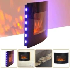 HOMCOM Electric Wall Mounted Fire - Curved Glass - 7 Colour LED - Black - 02-0358 -Dimplexs Zone vbmb10180cb989499.jpg