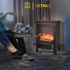 HOMCOM Electric Stove Fire Heater - Black - 820-164 -Dimplexs Zone vbr0cb18b00db3cf8.jpg