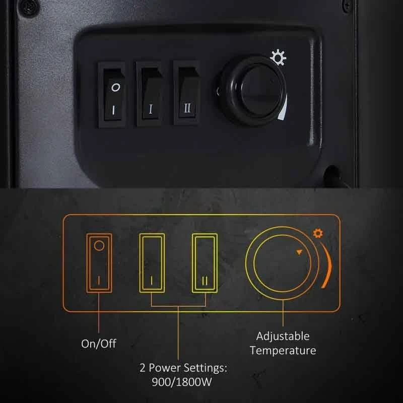 HOMCOM Freestanding Portable Electric Fireplace - Black - 820-086 8 HOMCOM Freestanding Portable Electric Fireplace - Black - 820-086 - Image 6