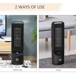 HOMCOM Table Top Oscillating Electric Tower Heater - Black - 820-246V70 -Dimplexs Zone wcg88417dc18a3d92.jpg