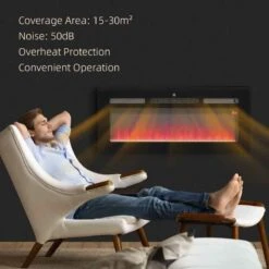 HOMCOM Electric Wall Mounted Fire - 1020mm - Black - 820-345V73BK -Dimplexs Zone wgkb0a18a2b90a8df.jpg