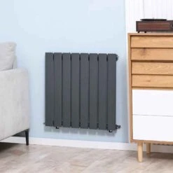HOMCOM Horizontal Water Filled Single Panel Radiator - 600mm Grey - 820-311V00GY -Dimplexs Zone wop6ff182d2b3eb03.jpg