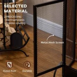 HOMCOM 3-Panel Folding Fireplace Screen With Door - Black - 820-237 20 HOMCOM 3-Panel Folding Fireplace Screen With Door - Black - 820-237 -Dimplexs Zone wrv75618515604a90.jpg