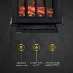 HOMCOM Electric Stove Fire Heater - Black - 820-130 -Dimplexs Zone wzn88c186bb6ff17a.jpg