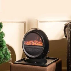 HOMCOM Rotating Electric Fireplace Heater - Black - 820-221V70BK -Dimplexs Zone x7haa517dc2e62a04.jpg